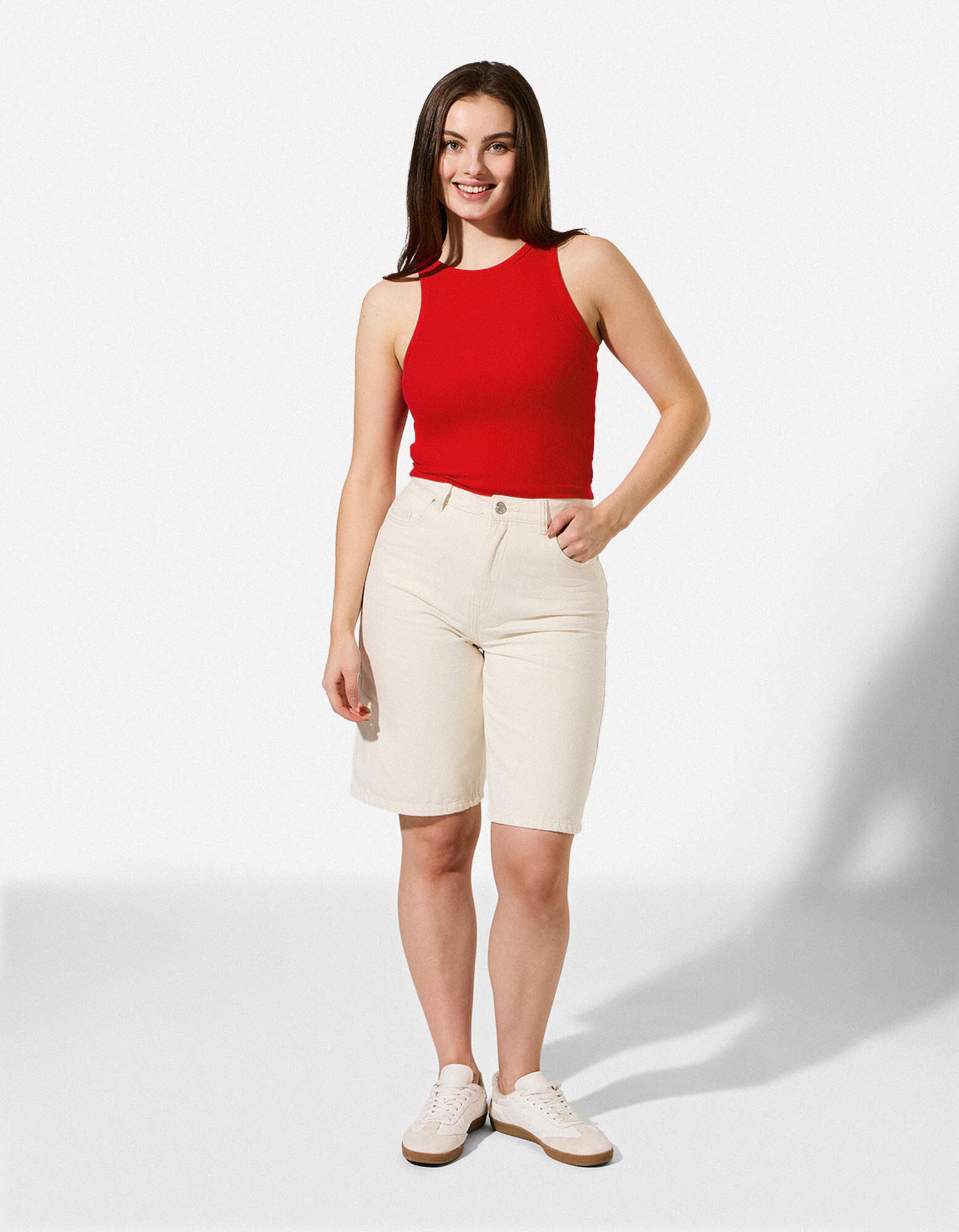 Cropped Top - Gerippt - Rot