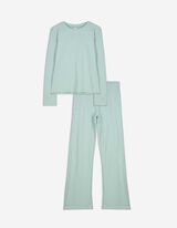 Pyjama Set aus Langarmshirt und Hose - grün