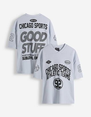 T-shirt - V-hals - lichtblauw