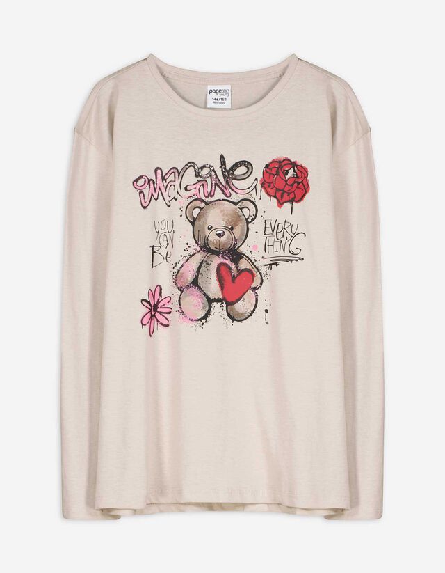 Longsleeve - Print - lichtgrijs