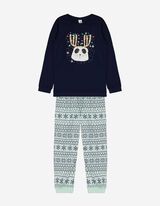 Set pijama alcătuit din bluză și pantaloni - Imprimeu - Albastru inchis