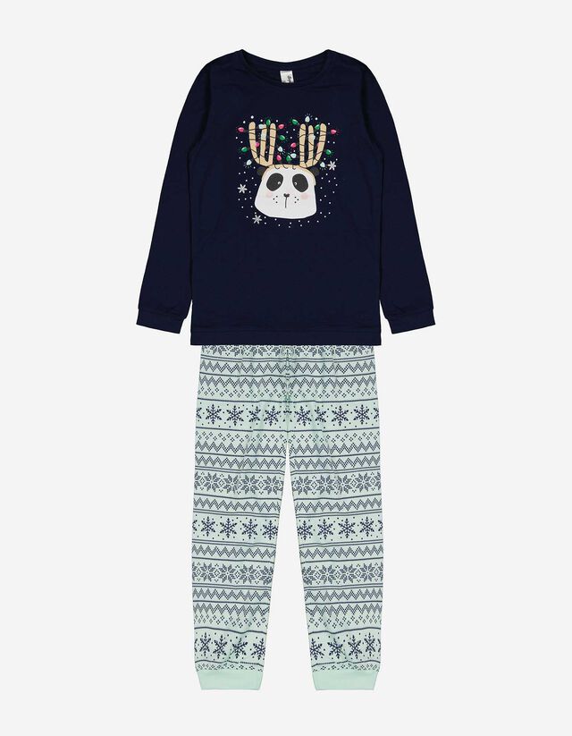 Set pijama alcătuit din bluză și pantaloni - Imprimeu - Albastru inchis