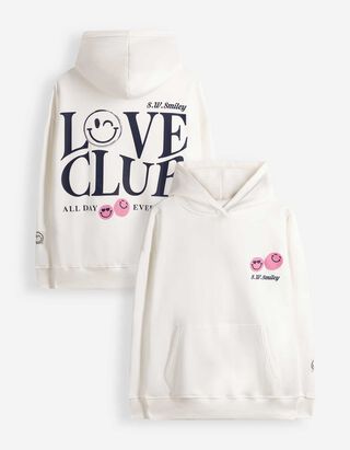 Hoodie - R&uuml;ckenapplikation - Off-White