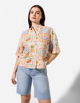 Bluse - Leinen-Mix - Wei&szlig;