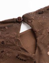 Kleid - Paillettenbesatz - Braun