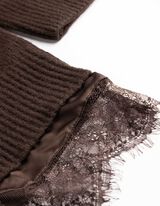 Pullover - Spitzenbesatz - Dunkelbraun