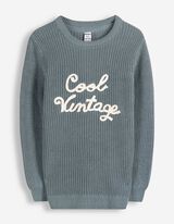 Pullover - Stickerei - blau