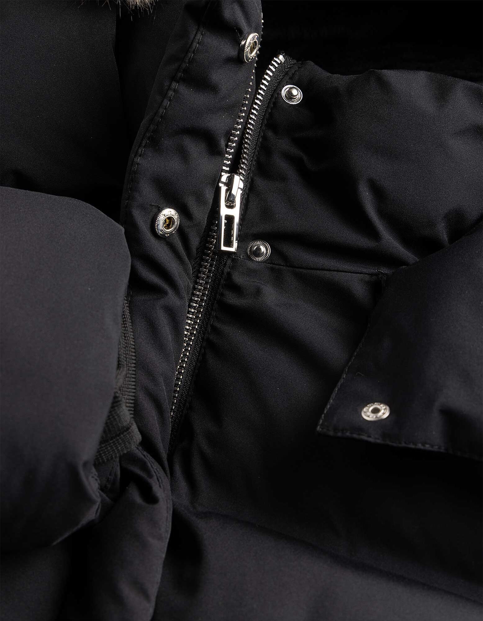 Steppjacke - Abnehmbarer Kunstpelz - Schwarz