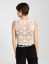 Top in maglia - Maglia traforata - beige