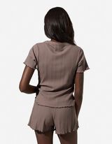 Pyjama Set aus Shirt und Hose - Viskose-Mix - Braun