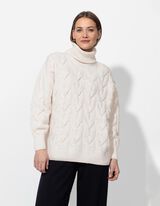 Longpullover - Rollkragen - beige