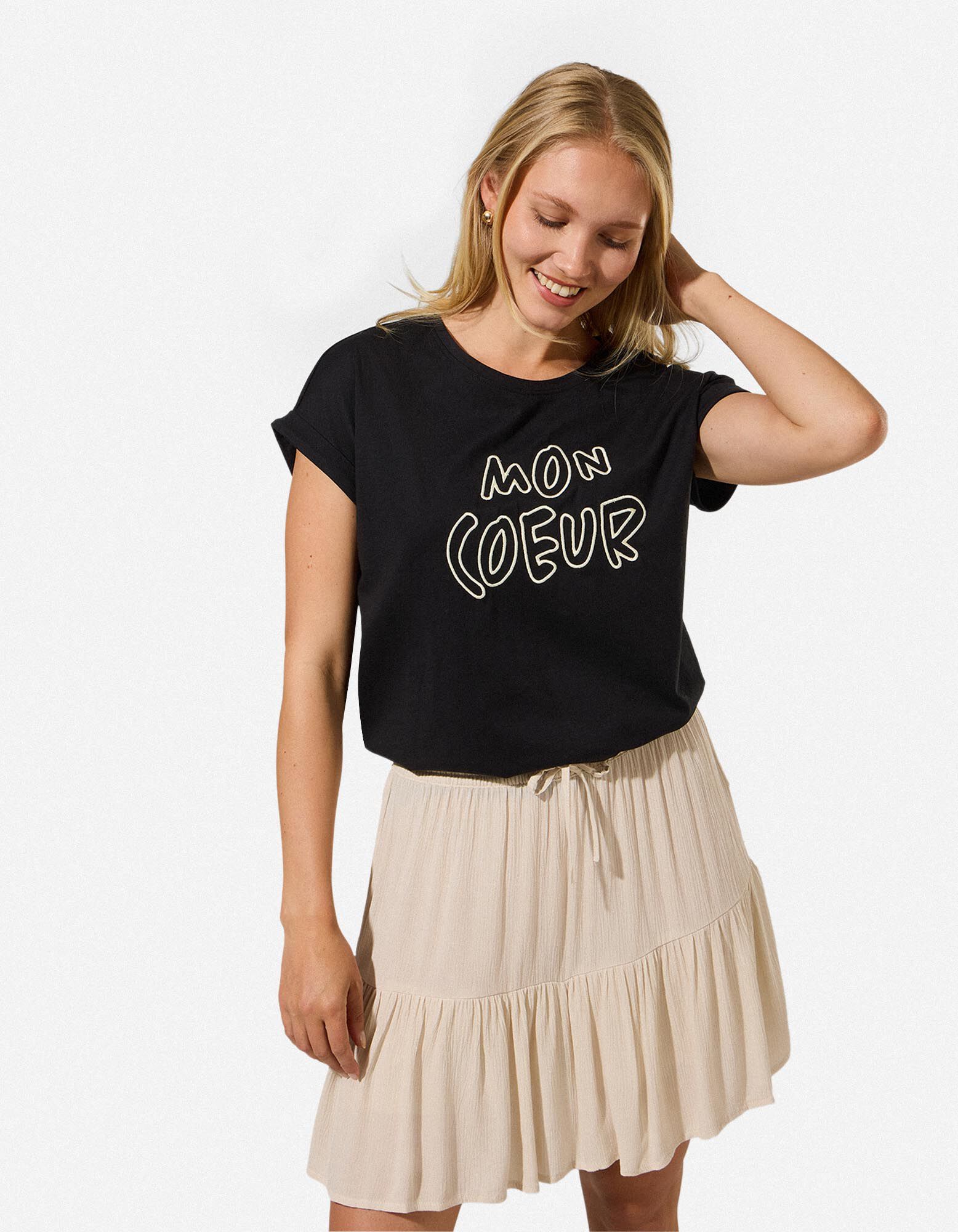 T-Shirt - Stickerei - Schwarz