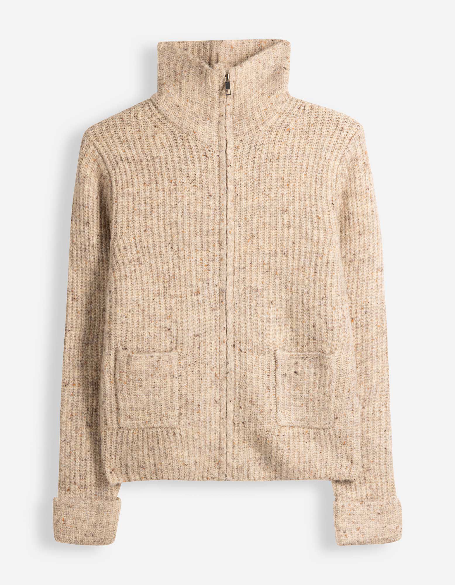 Cardigan - Rei&szlig;verschluss - Beige