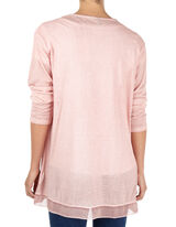 Damen Longcardigan mit Chiffonbesatz