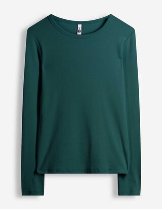 Langarmshirt - Feinripp - Petrol