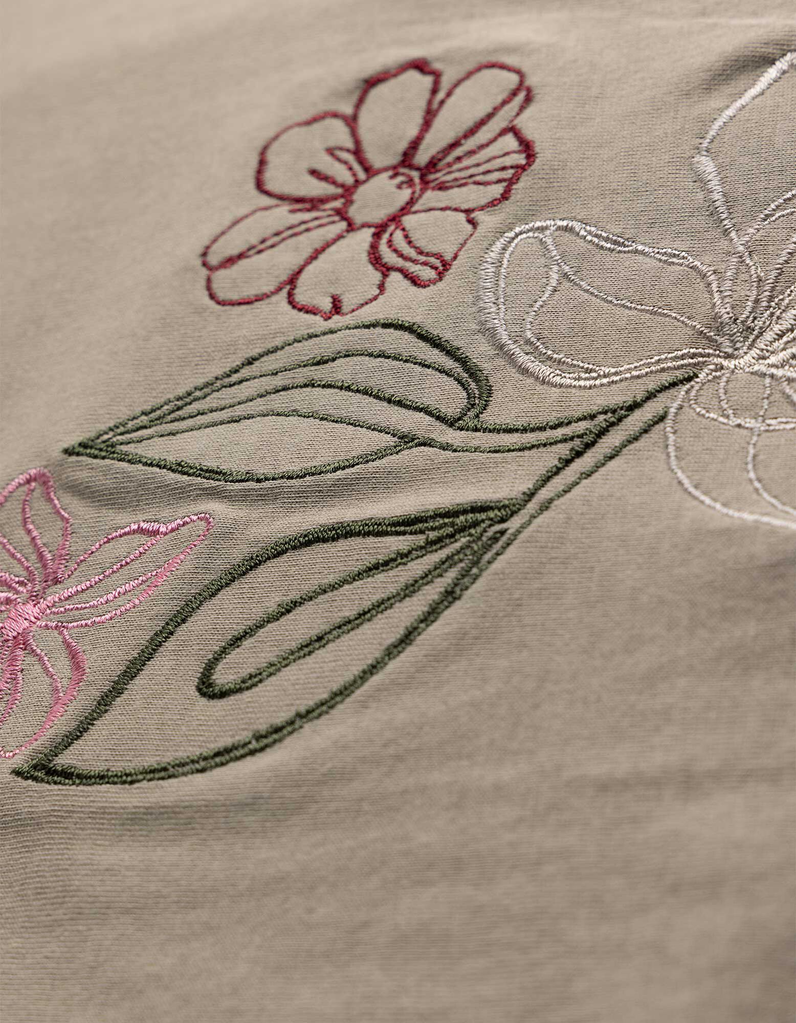 T-Shirt - Stickerei - Khaki