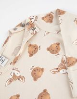 Hosszú ujjú bodysuitból, nadrágból, pólóból, pulóverből és mellényből álló készlet - Elszórt nyomott minta - feher