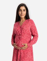 Umstandskleid - Tunnelzug am Saum - rot