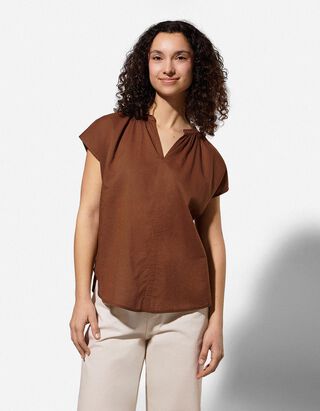 Blusenshirt - einfarbig - braun