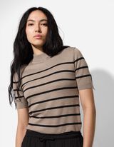 Gebreid overhemd - Opstaande kraag - beige