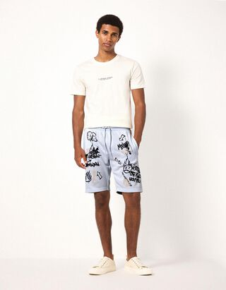 Shorts - Allover-Print - Hellblau