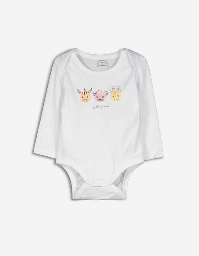 Romper lange mouw - Print - wit