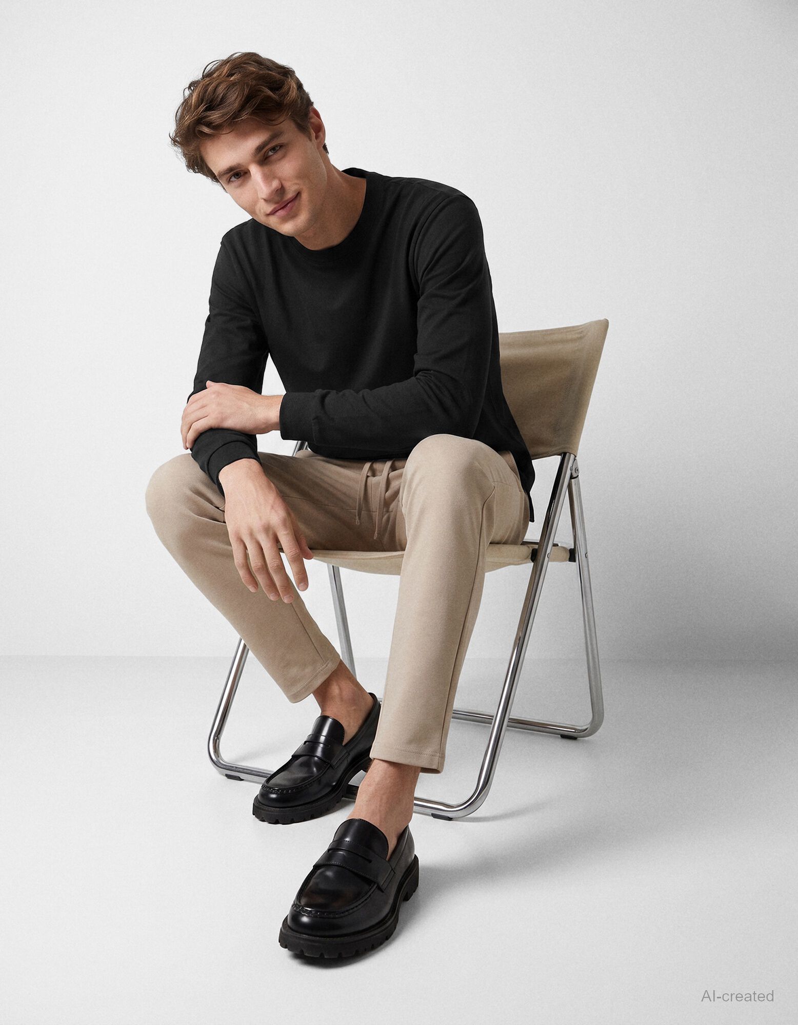 Tričko s dlh&yacute;mi ruk&aacute;vmi - Oversized Fit - Čierna