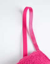 Marškinėliai-liemenėlė - Nėrinių apvadas - ryskiai rozinis