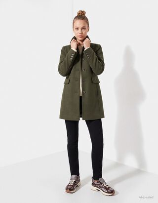 Mantel - Woll-Optik - Khaki