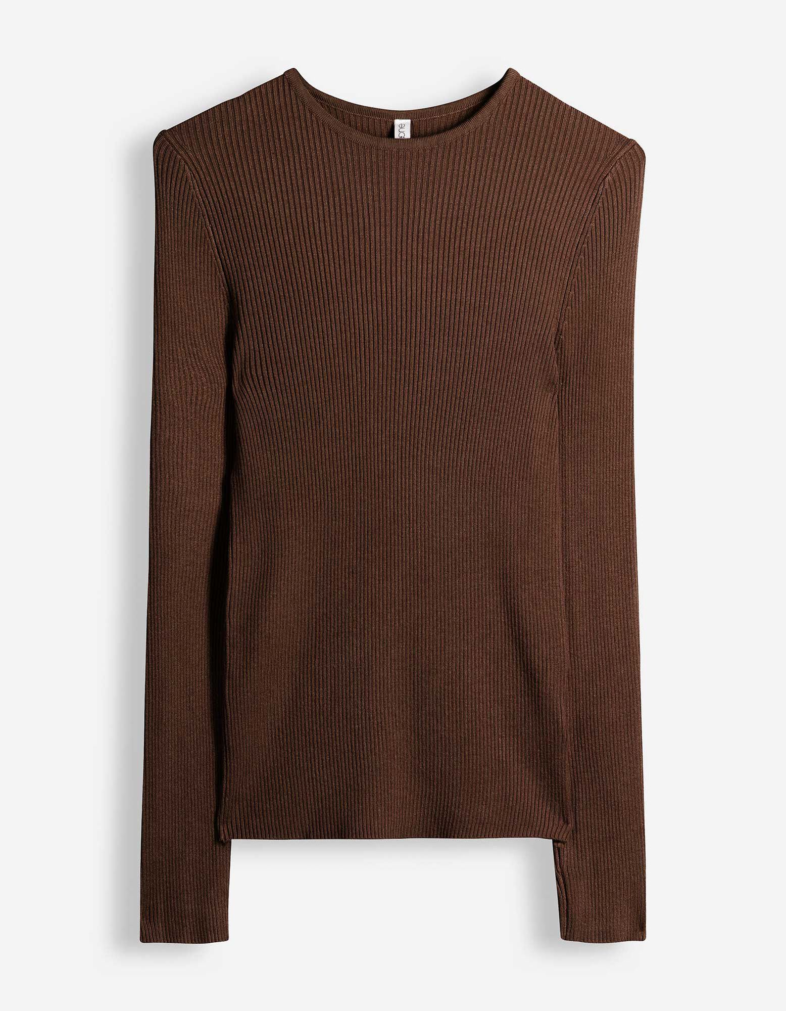 Pullover - Rippenstruktur - Dunkelbraun