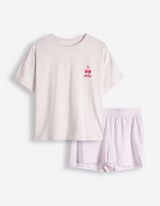 Pyjama Set aus Shirt und Shorts - Mustermix - Pink