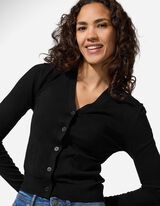 Strickjacke - Aufgesetze Taschen - schwarz