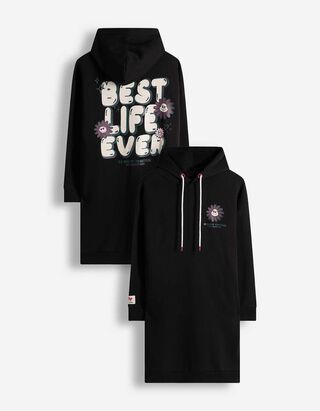 Kleid - R&uuml;ckenprint - schwarz