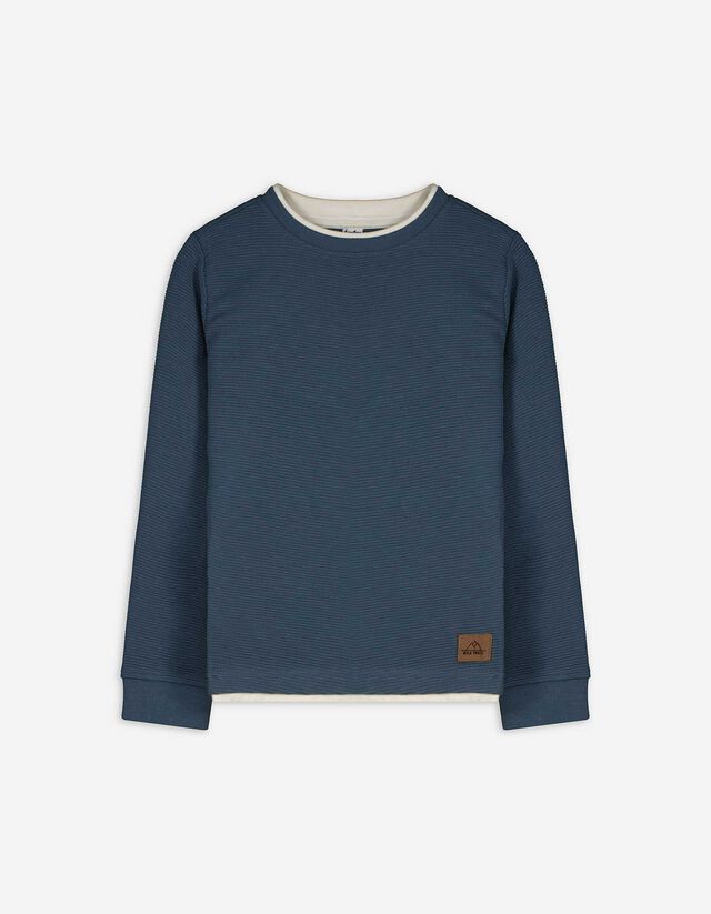 Langarmshirt - Labelpatch - dunkelblau