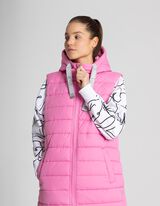 Długa kamizelka - kaptur z troczkiem - rozowy