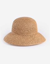 Strohhut - gemustert - beige
