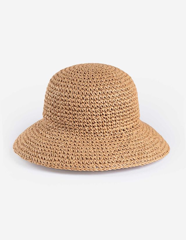 Strohhut - gemustert - beige