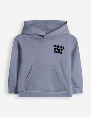 Hoodie - Print op rug - Petrolblauw