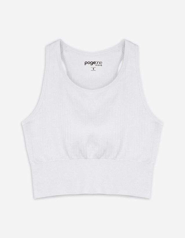 Cropped top - Geribd - wit