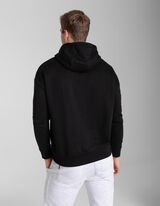 Pulover s kapuco - Potisk - crna