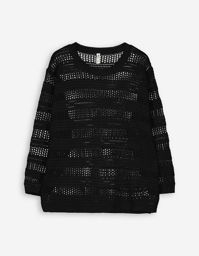 Maglione - Maglia traforata - nero