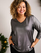 Majica dugih rukava - Svetlucava tkanina - sivo