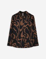 Bluse - Allover-Muster - schwarz