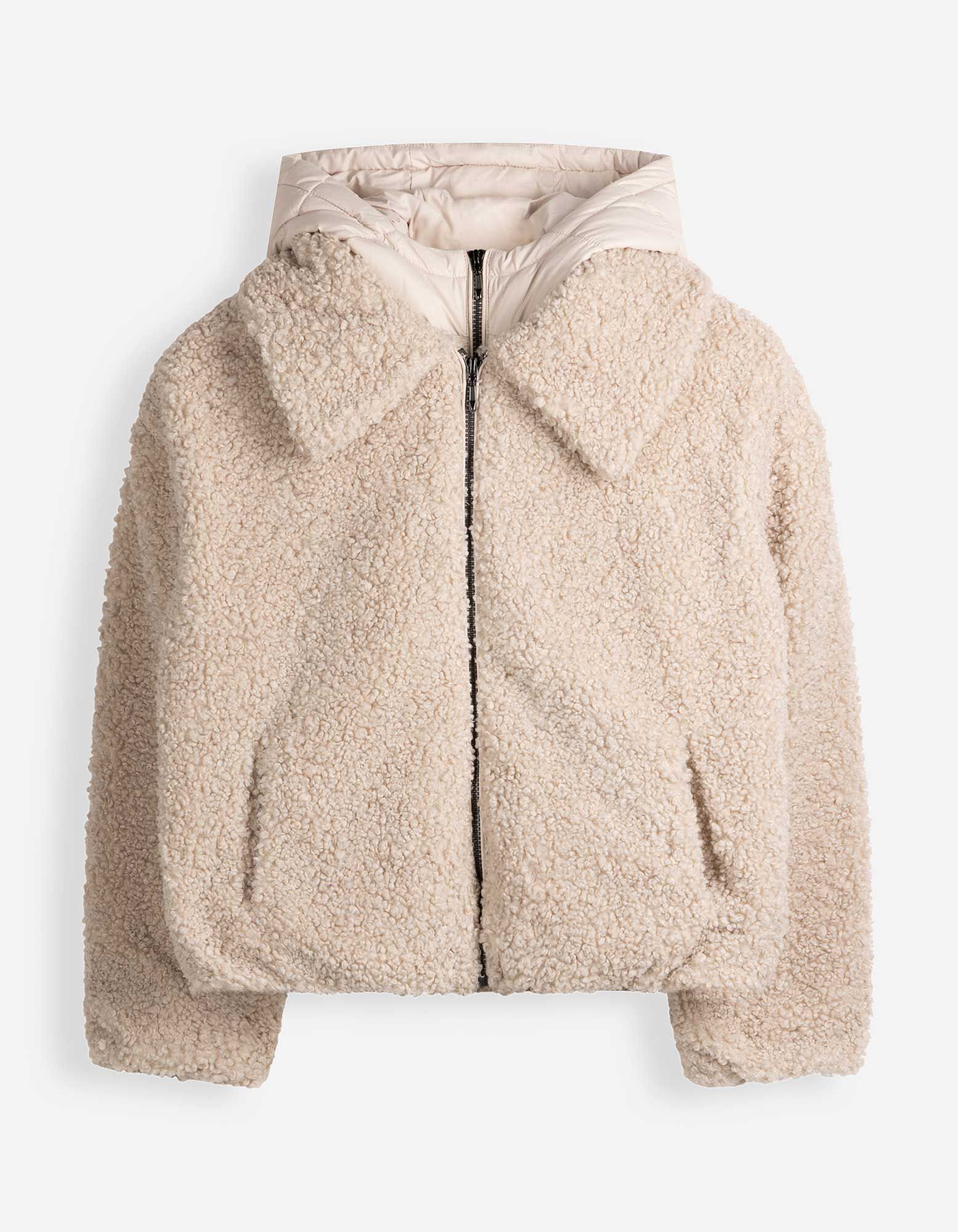 Jacke - Abnehmbare Kapuze - Beige