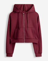 Sweatjacke - Cropped - dunkelrot