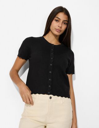 Cardigan - einfarbig - schwarz