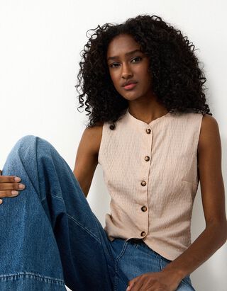 Top - Cr&ecirc;pe - Beige