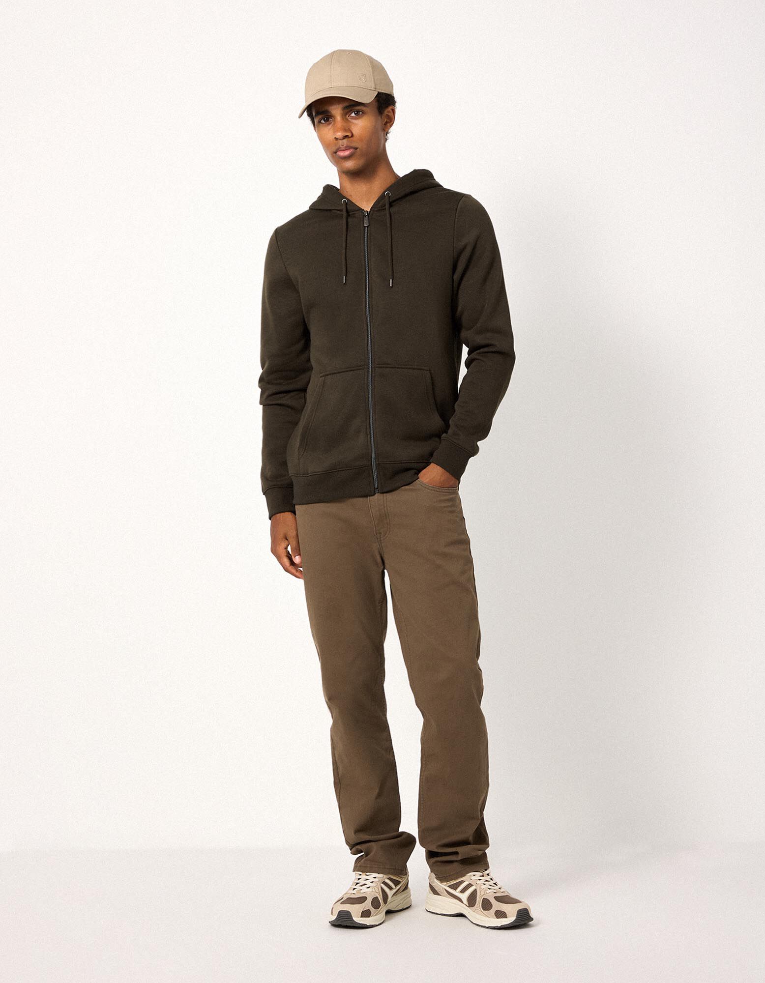 Sweatjacke - Kapuze - Khaki
