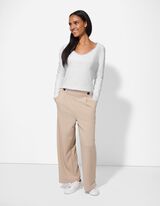 Langarmshirt - Spitzenbesatz - weiß