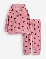 Set aus Kapuzenpullover und Hose - Fleece - Rosa